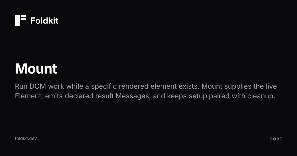 Mount - Foldkit | Effect-TS Frontend Framework